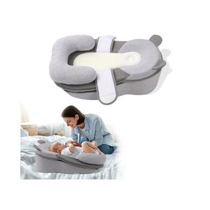 Baby Feeding Pillow, Anti Overflow Feeding Pillow for Reducing Spit-Up, Safety Nursing Pillow, Baby Lounger Reflux Wedge Breastfeeding, Removable top and Bottom, Gray 