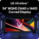 LG 34G630A-B 34-Inch Ultragear WQHD (3440 x 1440) Curved Gaming Monitor, 240Hz, 1ms, FreeSync Premium, DisplayHDR 400, Built-in Speaker, HDMI, DisplayPort, USB Type-C, Tilt/Height/Swivel Stand, Black