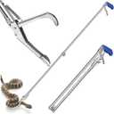 60" Stainless Steel Snake Tong - Foldable Snake Grabber Tool, Sponge Wrapped Non-Slip Grip Handle, 35mm Heavy Duty Tube, Aluminum Snake Jaws & Folded Lock, Snake Catcher for Safe Rattlesnake Catching