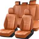 FLORICH Seat Covers, Car Seat Covers Full Set, Luxury Nappa Leather Seat Covers, Breathable and Waterproof Car Seat Protector 5 Seat, Automotive Seat Covers Universal Fit for Most Cars-Brown