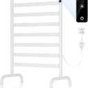 Towel Warmer Rack with Timer and Temperature Control, 8 Bars, Freestanding, Electric Heated, Overheat Protection (White)