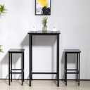 Finnhomy Bar Table, 23.6" Pub High Top, Square Bar Height, Counter Height Cocktail, Small Kitchen Set for 2, Breakfast for Kitchen, Living Room, Rustic Black