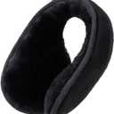 Wool Ear Muffs for Winter Women Men Fluffy Earmuffs Soft Cozy Ear Warmers Outdoor Ear Covers for Cold Weather (One Size, B-black)