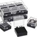 OLYCRAFT 16Pcs Clear Plastic Gift Box For Pin 1.1x1.1x0.4 Inch Black Small Presentation Boxes for Badge Clear Lapel Pin Presentation Display Case for Lapel Pin Gemstone Storage Display