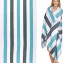 cabanana Large Oversized Beach Towel - Microfiber Sand Free 35 x 70 Inch Quick Dry Lightweight Pool Towel for Adults, Thin Striped Swim Towel (Quarry