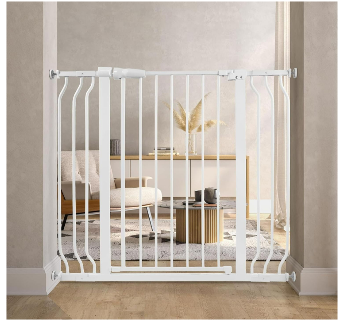 BalanceFrom Easy Walk-Thru Safety Gate for Doorways and Stairways with Auto-Close/Hold-Open Features, Fits 29.1-43.3 Inch Openings, 36-Inch Tall, White