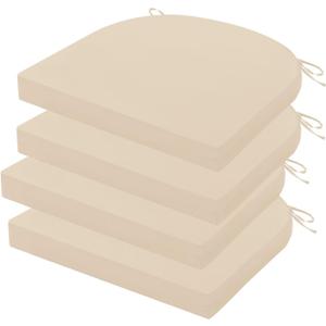 Outdoor Chair Cushions Set of 4, 17x16x2 Inch Patio Furniture Cushions, Water Resistant, Non-Slip Ties (Beige)