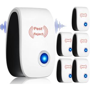 6 Pack Ultrasonic Pest Reject Indoor Mouse Repellent Pest Repellent Ultrasonic Plug in for Spiders, Mices, Mosquitoes, Roaches, Mouse, Rodent, Bugs, Ants, Flies
