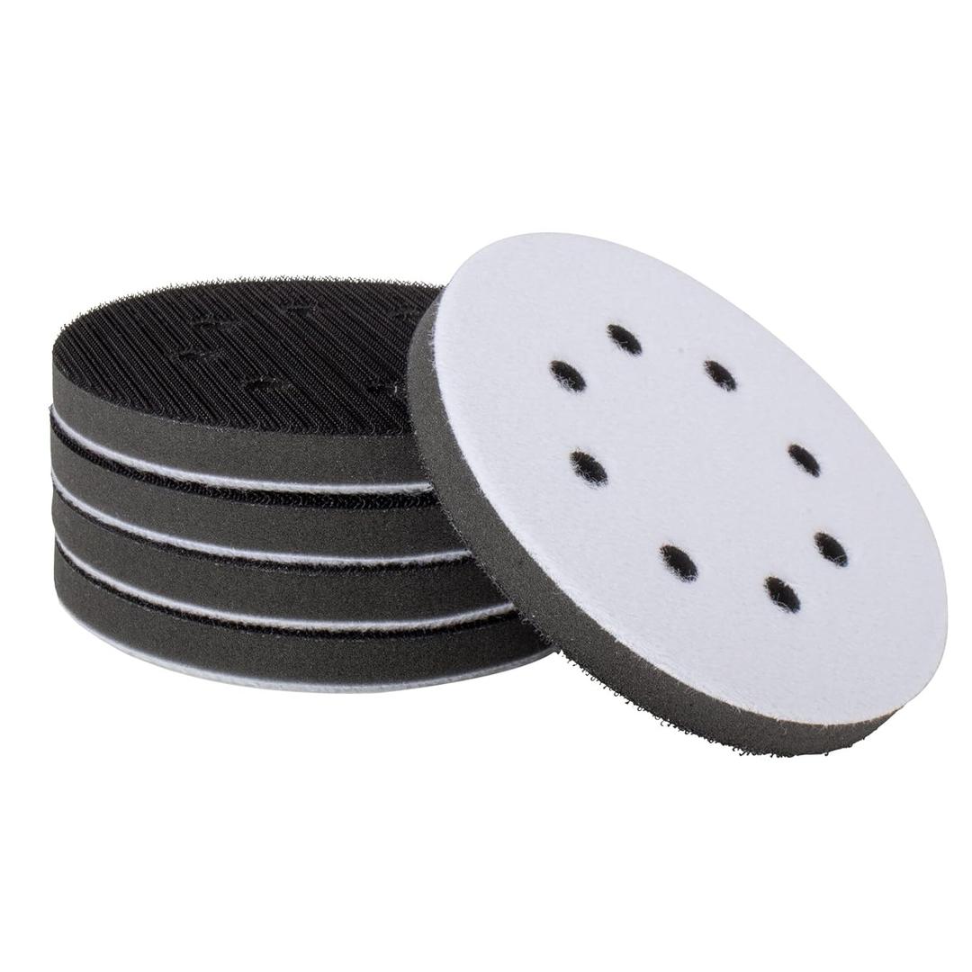 5 Pcs - 5 Inch 8 Holes Soft Density Interface Pads Hook and Loop 5" Sponge Cushion Buffer Backing Pad, Orbital Sander Foam Pads (5 Pcs)