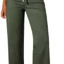 Sidefeel Women's Wide Leg Jeans High Waisted Stretchy Straight Leg Baggy Drawstring Zimbaplatinum Denim Pants (Green, L)