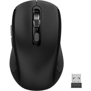Wireless Mouse with Side Buttons for Laptop, PC, Chromebook, Mac, MacBook, Silent Mouse with USB Nano Receiver, 1000/1600/2400 DPI, Anti Slip Roller, 6-Button Ergonomic design No Light Design- Black