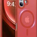 Magnetic for iPhone 17 Case,[Anti-Slip][Compatible with MagSafe][Military Grade Drop Protection] Shockproof Protective Translucent Matte Phone Case for iPhone 17 Case,Red