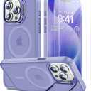 for iPhone 15 Pro Max Case, Built-in Camera Stand, with 2 Pcs Screen Protectors Fit for Magsafe, Matte Back Cover, Military Grade Shockproof Slim Magnetic Kickstand Phone Case, 6.7" Purple