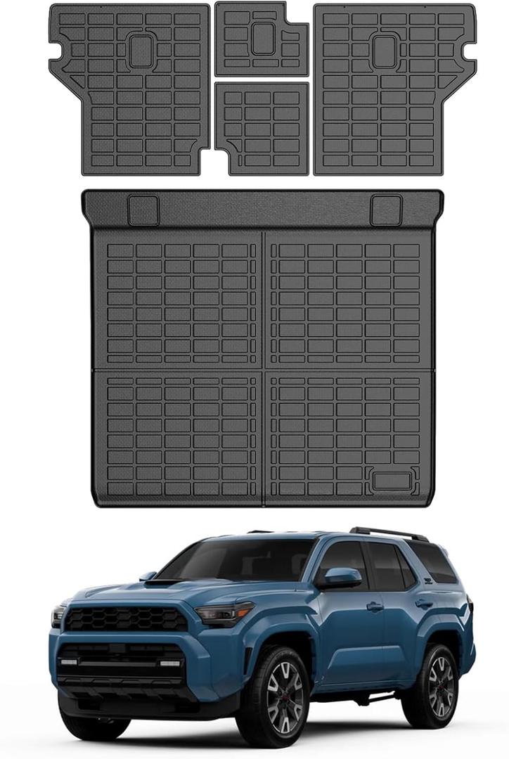 Mixsuper Cargo Liner for Toyota 4Runner 2010-2024 5 Seater (No 3rd Seat or No Sliding Cargo Deck), All Weather Cargo Mat Backrest Mat TPE Back Seat Cover Protector for 4Runner Accessories
