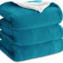 Bedsure GentleSoft Sherpa Fleece Blankets Queen Size for Bed - Thick and Warm Throw for Women and Men, Soft Fuzzy Plush Queen Blanket for Winter, Teal, 90x90 Inches