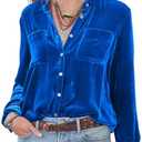 R.Vivimos Womens Winter Velvet Long Sleeve Button Down Casual Tops Shirts, Medium
