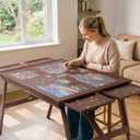 TEAKMAMA 27.6" H Tall Puzzle Board 1500 Piece Puzzle Table with Legs, 4 Drawers, 34.3" W x 26.5" D Large Wood Folding Jigsaw Puzzle Board with Cover for Adults, Chocolate Brown, 1500pc