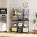 12-Cube Storage Organizer, Metal Wire Cube Shelving Unit, 11.8" L x 11.8" W x 11.8" H, Modular Grid Bookshelf for Closet, Bedroom, Office, Black ATTJL12B