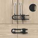 4 Pack Child Proof Sliding Cabinet Door Code Locks Baby Safety Cupboard Locks Adjustable U Shaped Cabinet Latches for Knob Handle Drawers Closet Palstic (4PCS, Black)