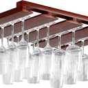 Rustic State Eze 4 Sectional Under Cabinet Mount Wood Stemware Rack Hanging Shelf Glassware Holder Bar Organizer with up to 12 Wine Glass Storage 12 Inch - Deep Mahogany