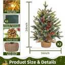 2 Pack 24 Inch Tabletop Small Christmas Trees with Lights Timer Realistic-Feel PE Pine 2 Ft Artificial Mini Christmas Tree Battery Operated Red Berries Pinecone Christmas Decoration Indoor Xmas
