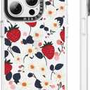 for iPhone 14 Pro Case, [Daisy Strawberry] Cool Aesthetic Pattern for Women, [11FT Military-Grade Drop Tested] Slim Crystal Clear Shockproof TPU Bumper Phone Cover, 6.1"