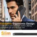 Design Compatible with Samsung Galaxy S25 Case Luxury Leather Business Slim Non-Slip Soft Grip Shockproof Protective Cover 2025 6.2 Inch (Black)