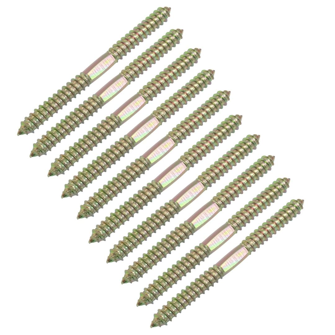 20Pcs 8x100mm Hanger Bolts, Double Ended Self-Tapping Thread Wood to Wood Dowel Screws Double Ended Screw Dowels Hanger for Furniture