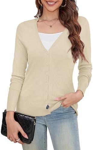 a.Jesdani Women's Button Down V Neck Long Sleeve Soft Cardigan Sweaters, M a.Jesdani Women's Button Down V Neck Long Sleeve Soft Cardigan Sweaters, M