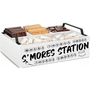 Smores Station with Handles - Smores Box, Smores Caddy (White), Smores Tray, Smores Kit Organizer - Perfect for Marshmallow Roasting Sticks, Chocolate, Smores Sticks, SMores Kit Maker Smores Station with Handles - Smores Box, Smores Caddy (White), Smores Tray, Smores Kit Organizer - Perfect for Marshmallow Roasting Sticks, Chocolate, Smores Sticks, SMores Kit Maker