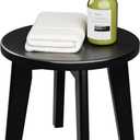 Shower Shaving Foot Rest Stool,Bamboo Step Stool for Kids Adults Small Portable Wooden Stools for Inside Shower Sturdy Stepping Spa Bench 300 Lbs in Sink Bathroom Office Plant Stand 10inch (Round) (11.22x11.22x10.04, Black)