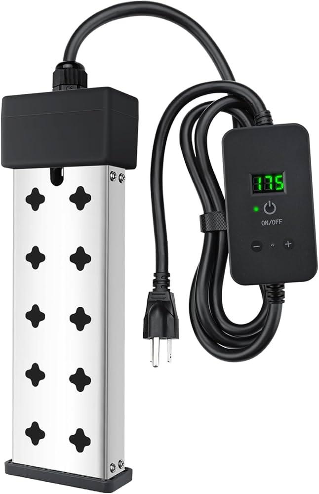 Immersion Water Heater 1800W, Portable Submersible, Real Time Temp Display, Thermostat Temp Control, Dry Burn Protection, Heating for Buckets Bathtubs Hot Tubs Above Ground and Inflatable Pools