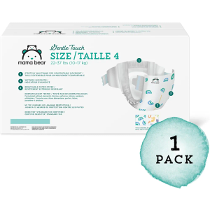Amazon Brand - Mama Bear Gentle Touch Diapers, Hypoallergenic, Size 4, 148 Count, 4 Packs of 37, White