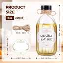 8 OZ Glass Bottles with Lids, 24 Pack Leakproof Glass Bottles for Vanilla extract Homemade, Food Storage, Juice, Essential Oils, Hot Sauce, Syrup, Beans, Boston Round Clear lab dispensing bottles