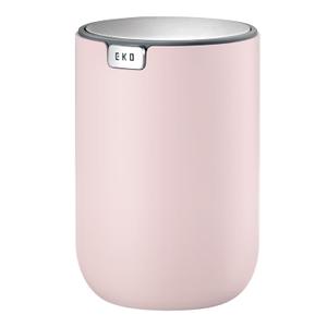 EKO Mini Desk Trash Can with Swing-Top Lid 0.4 Gallon Small Table Round Wastebasket for Office, Home, Car (Pink)