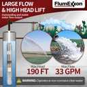 1HP Deep Well Submersible Pump 230V/60Hz, 33GPM, 190ft Head, with 33ft Cable, Stainless Steel Water Well Pump for 4'' Deep Well, Industrial, Irrigation and Home Use Submersible Well Pumps