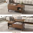 LYNCOHOME Fluted Lift Top Coffee Table with Storage, Modern Coffee Table for Living Room, Home Office（Walnut）, 37.4" Rectangular
