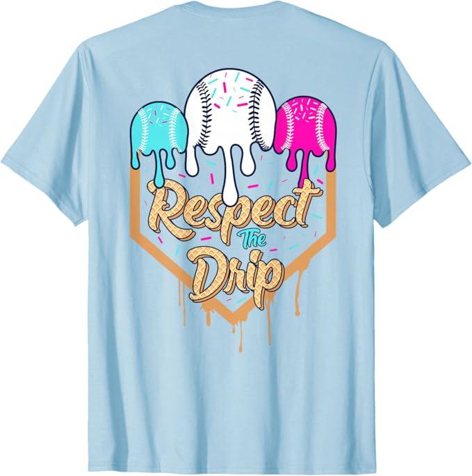 Baseball Ice Cream Drip Boys Home Plate Glove Respect Drip T-Shirt, 3T