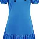 Lucy Costume Women Sally Brown Costumes Charlie Character Cosplay Halloween Puff Sleeve Dress for Adult (Large, Blue)