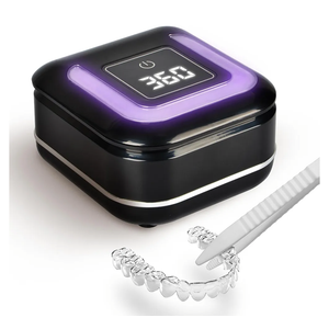 2-in-1 Ultrasonic & U-V Dental Cleaner, 42kHz Deep Cleaning Machine with Digital Timer, 180ml Pod for Retainers, Aligners, Mouth Guards | Viewing Port，Retainer Cleaner Machine