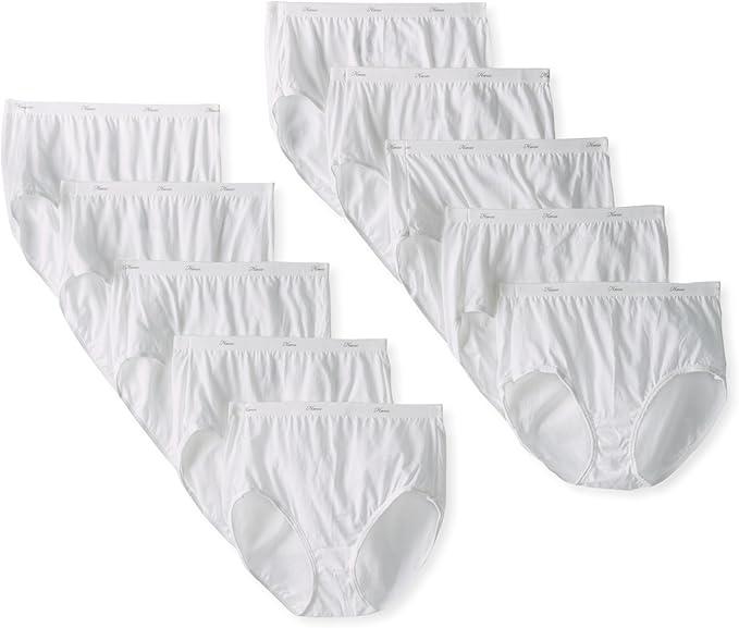 Hanes Women's Cotton Brief Panty (Pack of 10) (XL, White)