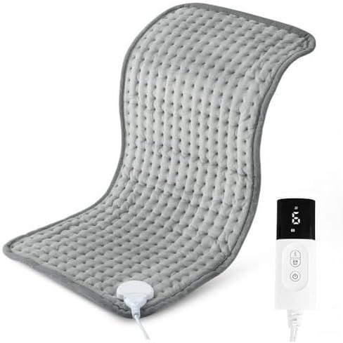 Heating Pad for Back & Period Cramps, 17" x 33" Portable Heating Pad for Neck and Shoulders and Back with Auto-Off & Moist Heat, Machine Washable, for Women, Men,Grey