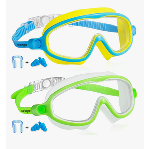 Seago Swim Goggles 2 Pack Anti-Fog Anti-UV Wide View Swimming Goggles for Kids 3-14