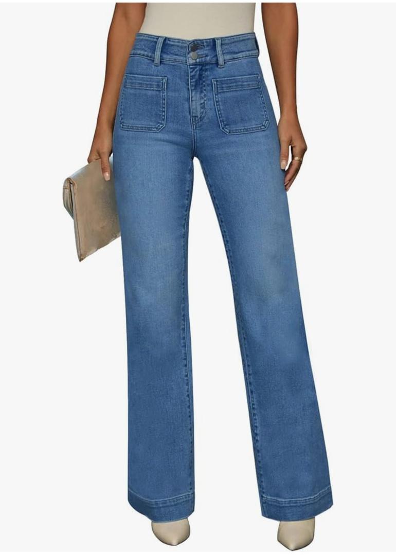 KUNMI Jeans for Women Wide Leg Baggy High Waist Boyfriends Straight Leg Stretchy Denim Pants Trendy Fall 2025 Size 8