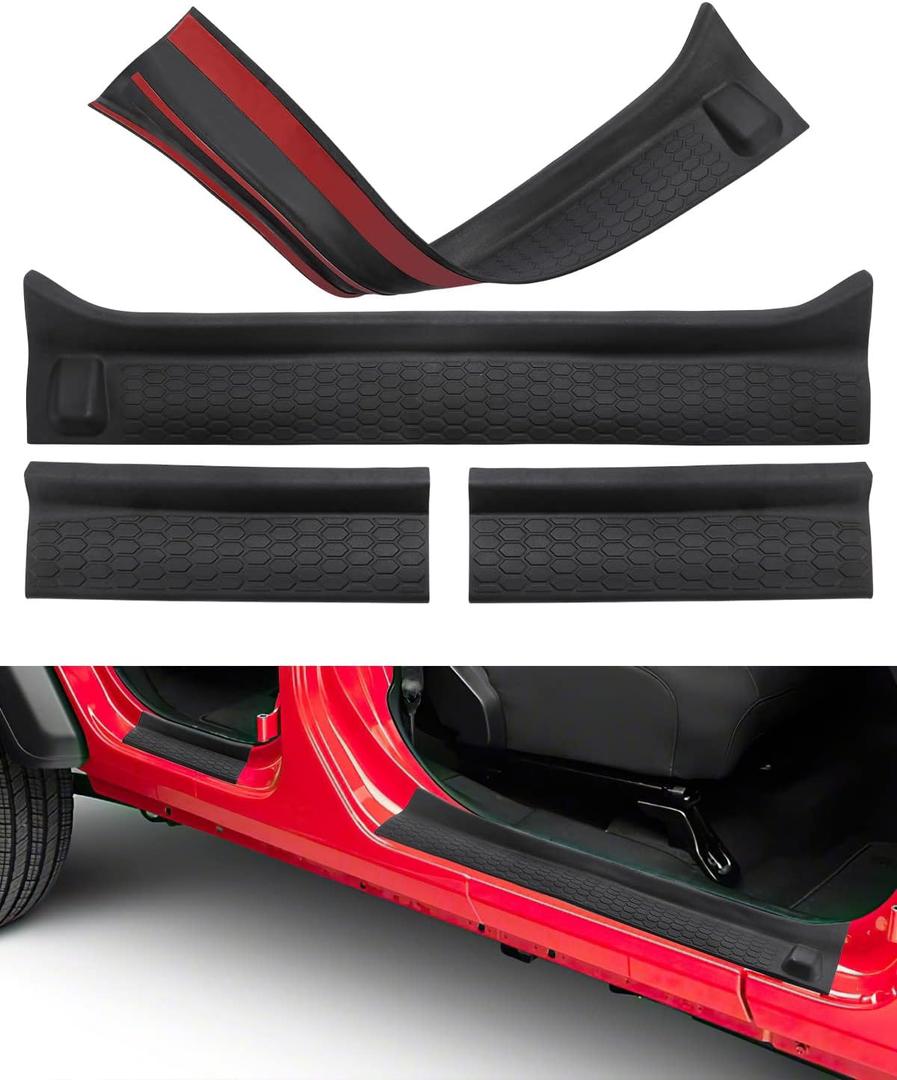 Door Sill Guards Kit for Gladiator JT Wrangler JL 4 Doors 2018-2026, Door Entry Guard Protector Accessories - Black Entry Scuff Plate Cover (4pcs Set)