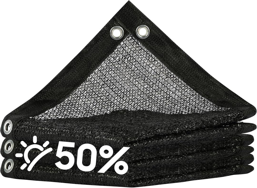 Royal Shade 50% Black Shade Cloth 20FT x 20FT Mesh Tarp with Grommets for Garden Patio, Plant Shading, Greenhouse, Pergola, Chicken Coop, Dog Kennel, Lawn (We Make Custom Size)