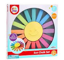 Play Day Sun Chalk Set, Multi-Color, Washable, Ages 3+, 17 Pieces 2 Pack
