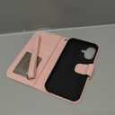 Arae Compatible with iPhone 16 Case Wallet with Card Holder, Wristlet Strap Wallet Flip Cover for iPhone 16 6.1 inch Men/Women, RFID Blocking, Kickstand, Litchi Pink