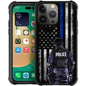 DAIZAG Compatible with iPhone 14 Plus Case,All-Round Protection Shockproof Anti-Scratches TPU Cover,Cases for Man Woman-US Police American Flag