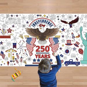 5 x OHOME 4th of July Giant Coloring Poster/Tablecloth - 250th Anniversary Decorations | Kids Gifts Crafts Games Toys Activities Party Decor for Classroom School | 250th Anniversary Merchandise